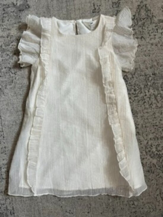 H&M Other - 🧡3/$15 H&M Ruffle-Detail Flutter Sleeves White/Off White Dress 5T